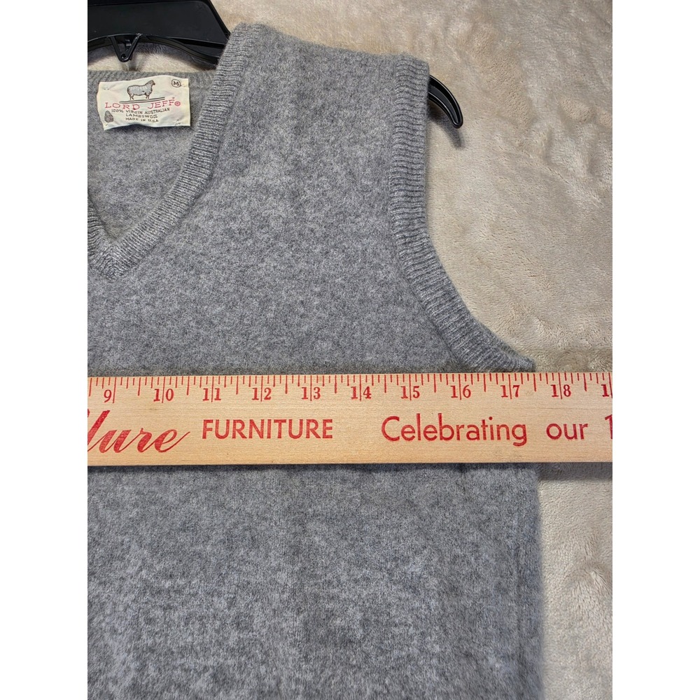 Lord Jeff Vintage Gray‎ 100% Lambswool V-Neck Sweater Vest Made in USA Medium - Picture 5 of 6